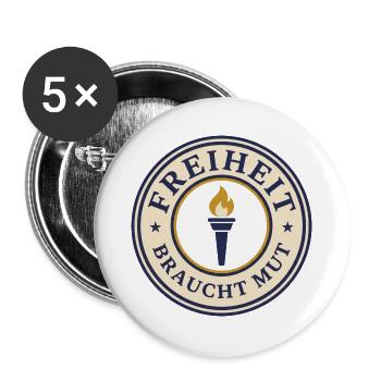 Freiheit braucht Mut Meinungsfreiheit - Buttons groß 56 mm (5er Pack) - Weiß - Vorne