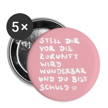 Die Zukunft wird wunderbar - Buttons groß 56 mm (5er Pack) - Weiß - Vorne