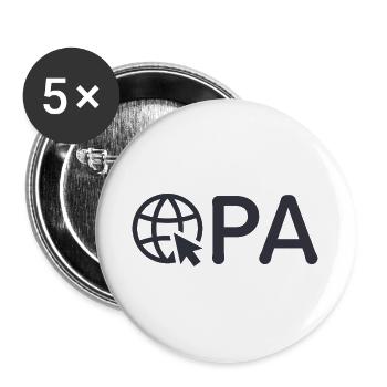 Opa mit Internet-Symbol – Schwarz - Buttons groß 56 mm (5er Pack) - Weiß - Vorne