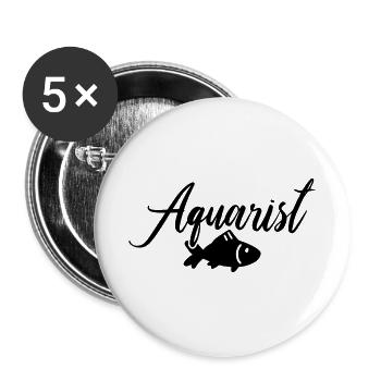 Aquarist Fisch - Buttons groß 56 mm (5er Pack) - Weiß - Vorne