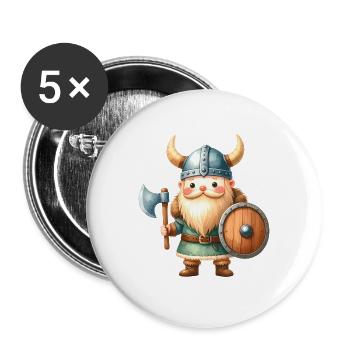 Kleiner Comic Wikinger Niedlich Kinder T-Shirt - Buttons groß 56 mm (5er Pack) - Weiß - Vorne