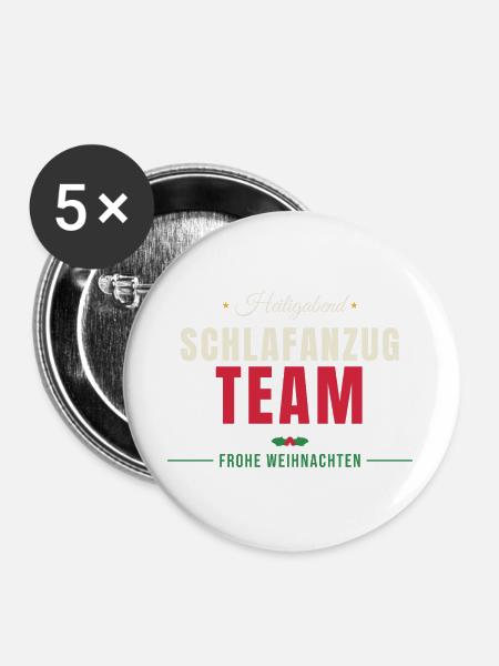 Heiligabend Schlafanzug Team - Familie - Buttons groß 56 mm (5er Pack) - Weiß