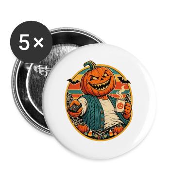Halloween-Kürbisopa im Ruhestand - Buttons groß 56 mm (5er Pack) - Weiß - Vorne