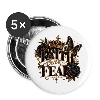 Fear of Fear Royal Floral - Buttons groß 56 mm (5er Pack) - Weiß - Vorne