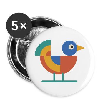 Geometrischer Vogel aus Kreisen und Viertelkreisen - Buttons groß 56 mm (5er Pack) - Weiß - Vorne