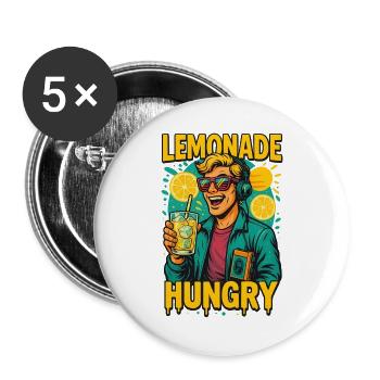 Limonade und Musik im bunten 80er Retrolook - Buttons groß 56 mm (5er Pack) - Weiß - Vorne