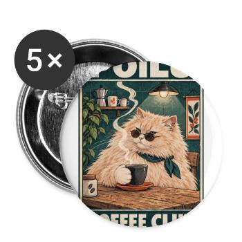 Ginger Cat im Café — Poilu Coffee Club - Buttons groß 56 mm (5er Pack) - Weiß - Vorne