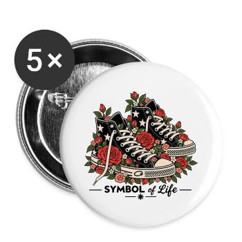 Symbol des Lebens — Sneakers & Rosen - Buttons groß 56 mm (5er Pack) - Weiß - Vorne