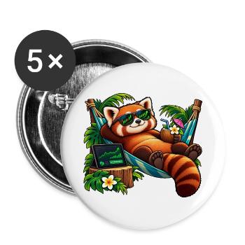 Roter Panda im Urlaub – Aktien und Entspannung - Buttons groß 56 mm (5er Pack) - Weiß - Vorne