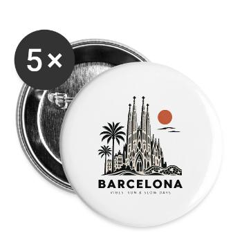 Sagrada Familia Barcelona Skyline - Buttons groß 56 mm (5er Pack) - Weiß - Vorne