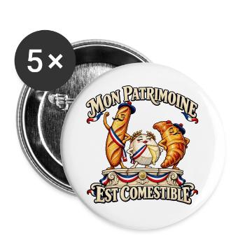 Mein Erbe ist essbar – Humor, Gastronomie, - Buttons groß 56 mm (5er Pack) - Weiß - Vorne