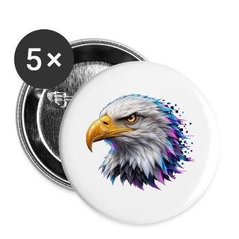 Digitaler Goldadler – Neon-Porträt - Buttons groß 56 mm (5er Pack) - Weiß - Vorne