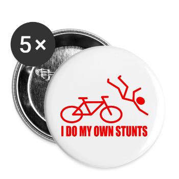 Fahrrad Spruch I do my own stuns - Buttons groß 56 mm (5er Pack) - Weiß - Vorne