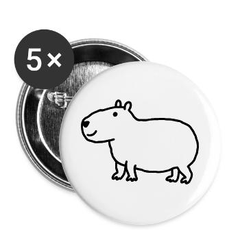 Handgezeichnete Capybara-Skizze – Niedlicher Nager - Buttons groß 56 mm (5er Pack) - Weiß - Vorne
