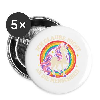 Ich glaube nicht an die Menschheit – Einhorn - Buttons groß 56 mm (5er Pack) - Weiß - Vorne
