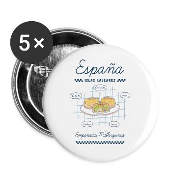 Mallorquinische Empanadas - Buttons groß 56 mm (5er Pack) - Weiß - Vorne