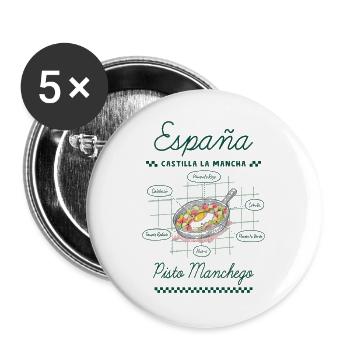 Pisto Manchego - Buttons groß 56 mm (5er Pack) - Weiß - Vorne