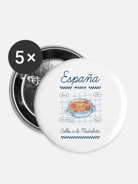 Madrider Kutteln - Buttons groß 56 mm (5er Pack) - Weiß