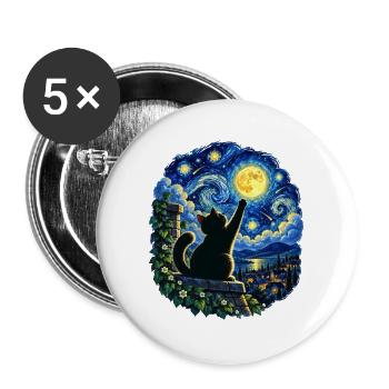 Mondnacht Katzensprung - Buttons groß 56 mm (5er Pack) - Weiß - Vorne