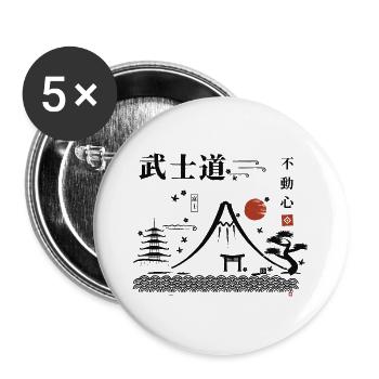 Berg Fuji - Buttons groß 56 mm (5er Pack) - Weiß - Vorne