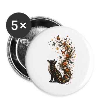 Blütenfuchs mit Schmetterlingsschweif - Buttons groß 56 mm (5er Pack) - Weiß - Vorne
