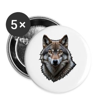 Wolfsblick im Nachtporträt - Buttons groß 56 mm (5er Pack) - Weiß - Vorne