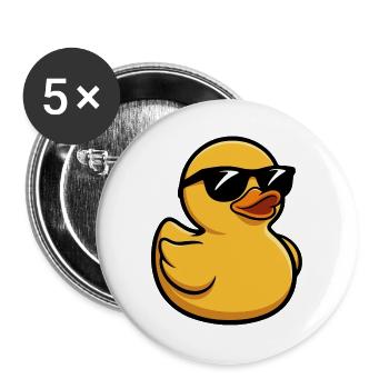 Ente mit Sonnenbrille Cartoon - Buttons groß 56 mm (5er Pack) - Weiß - Vorne