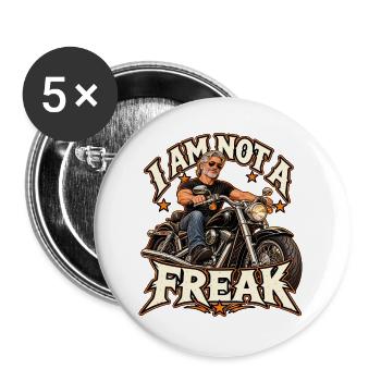 Ich bin kein Freak Motorrad - Buttons groß 56 mm (5er Pack) - Weiß - Vorne