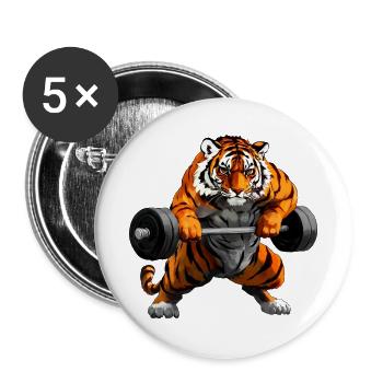 starker Tiger - Buttons groß 56 mm (5er Pack) - Weiß - Vorne