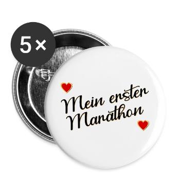Erster Marathon, Laufen - Buttons groß 56 mm (5er Pack) - Weiß - Vorne