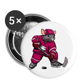 Ratten Eishockey - Buttons groß 56 mm (5er Pack) - Weiß - Vorne