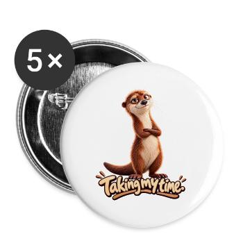 Niedlicher Otter | Taking my Time - Buttons groß 56 mm (5er Pack) - Weiß - Vorne