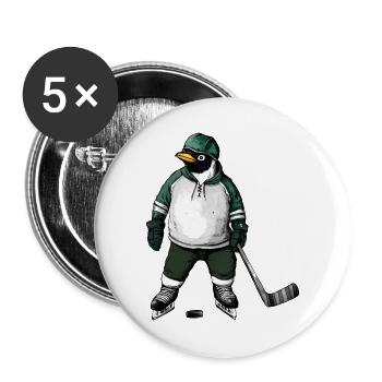 Hockey Pinguin - Buttons groß 56 mm (5er Pack) - Weiß - Vorne