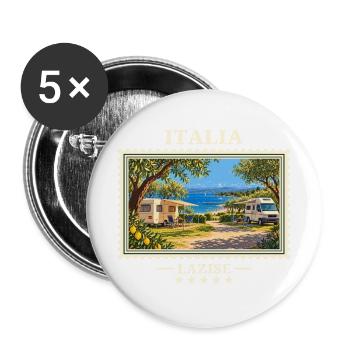 Italien Lazise Camping Vintage Reisemarke - Buttons groß 56 mm (5er Pack) - Weiß - Vorne