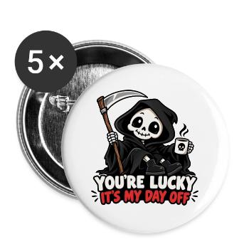 Niedlicher Sensenmann schwarzer Humor - Buttons groß 56 mm (5er Pack) - Weiß - Vorne