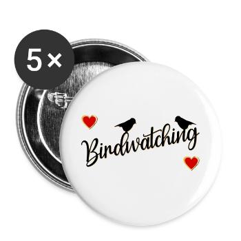 Vögel zur Vogelbeobachtung - Buttons groß 56 mm (5er Pack) - Weiß - Vorne