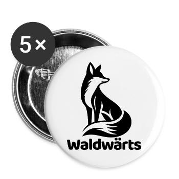 Waldwärts – Fuchs Waldliebe Naturmotiv - Buttons groß 56 mm (5er Pack) - Weiß - Vorne