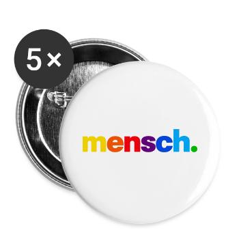 Mensch. Regenbogenfarben Druck - Buttons groß 56 mm (5er Pack) - Weiß - Vorne