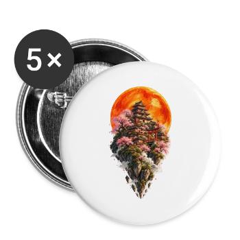 Mond in Edo | Wunderschönes antikes Tokio - Buttons groß 56 mm (5er Pack) - Weiß - Vorne
