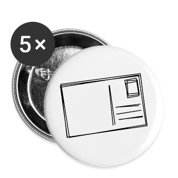 Postkarte handgezeichnet - Buttons groß 56 mm (5er Pack) - Weiß - Vorne