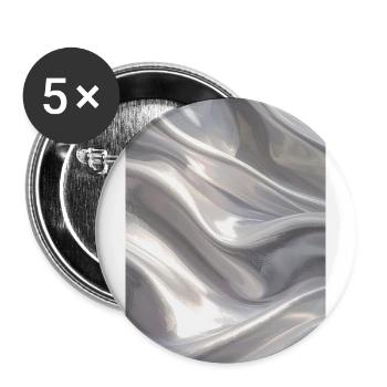 Metallischer Satinfluss in Silber - Buttons groß 56 mm (5er Pack) - Weiß - Vorne