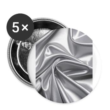 Silberne Satinwellen Stofffluss - Buttons groß 56 mm (5er Pack) - Weiß - Vorne