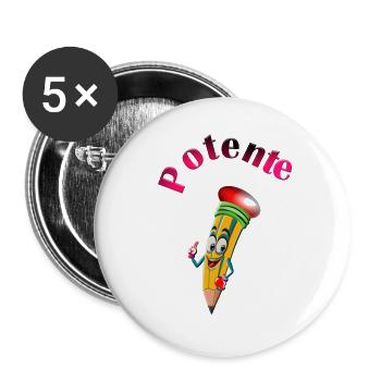 Powerful Pencil – Cartoon-Design für Wasserliebhaber - Buttons groß 56 mm (5er Pack) - Weiß - Vorne