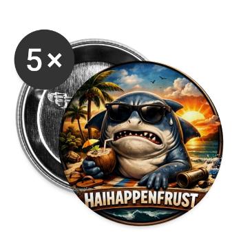 HaiHappenFrust Strandshark - Buttons groß 56 mm (5er Pack) - Weiß - Vorne