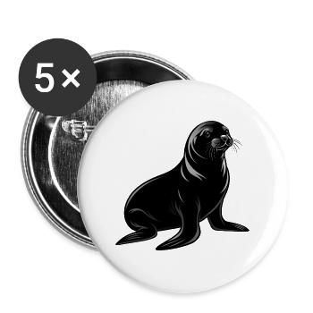 Seelöwe - Buttons groß 56 mm (5er Pack) - Weiß - Vorne