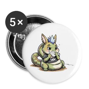 Bunny Punk Schlangen Mutant mit Schädelshirt - Buttons groß 56 mm (5er Pack) - Weiß - Vorne