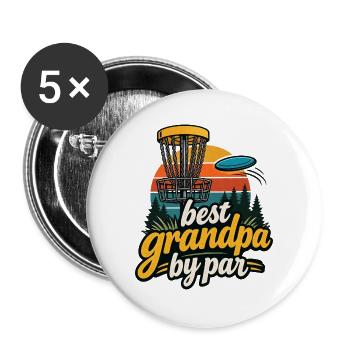 Bester Opa um Par - Buttons groß 56 mm (5er Pack) - Weiß - Vorne