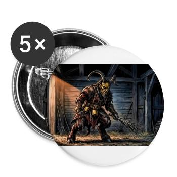 Krampus Alpenweihnachts-Folklore-Tradition Hörner - Buttons groß 56 mm (5er Pack) - Weiß - Vorne