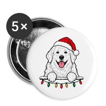 Pyrenäenberghund Weihnachten - Buttons groß 56 mm (5er Pack) - Weiß - Vorne