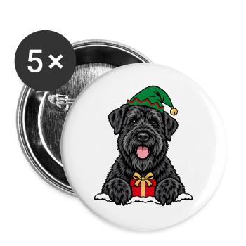 Weihnachten Bouvier des Flandres - Buttons groß 56 mm (5er Pack) - Weiß - Vorne